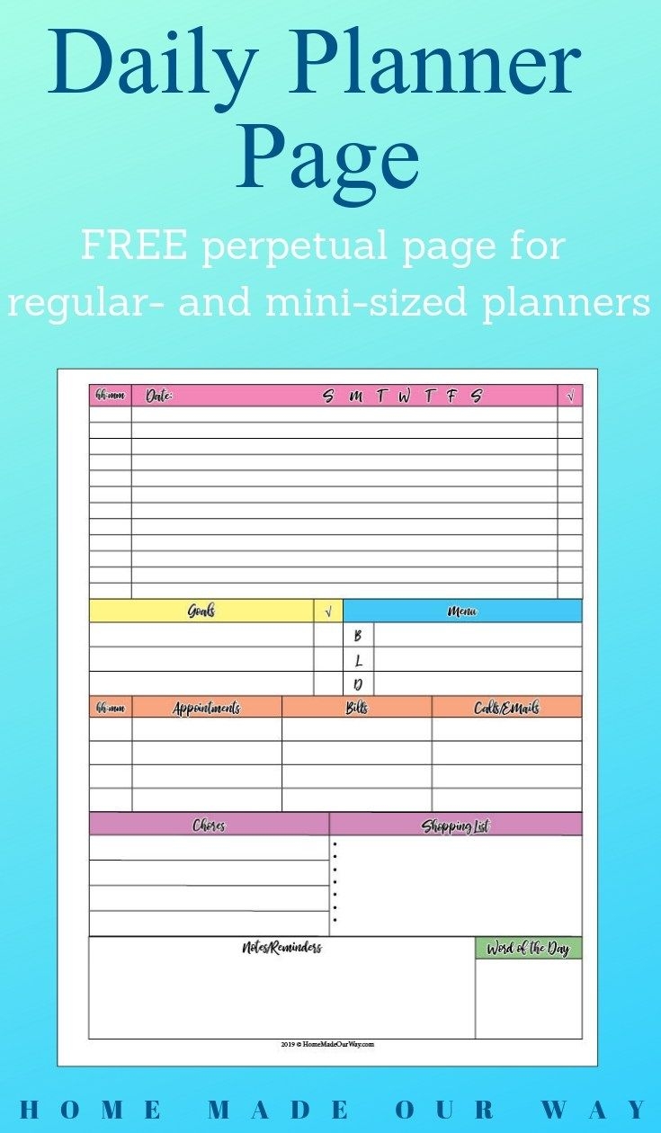 Free Daily Pages For Mini Planners And Binders