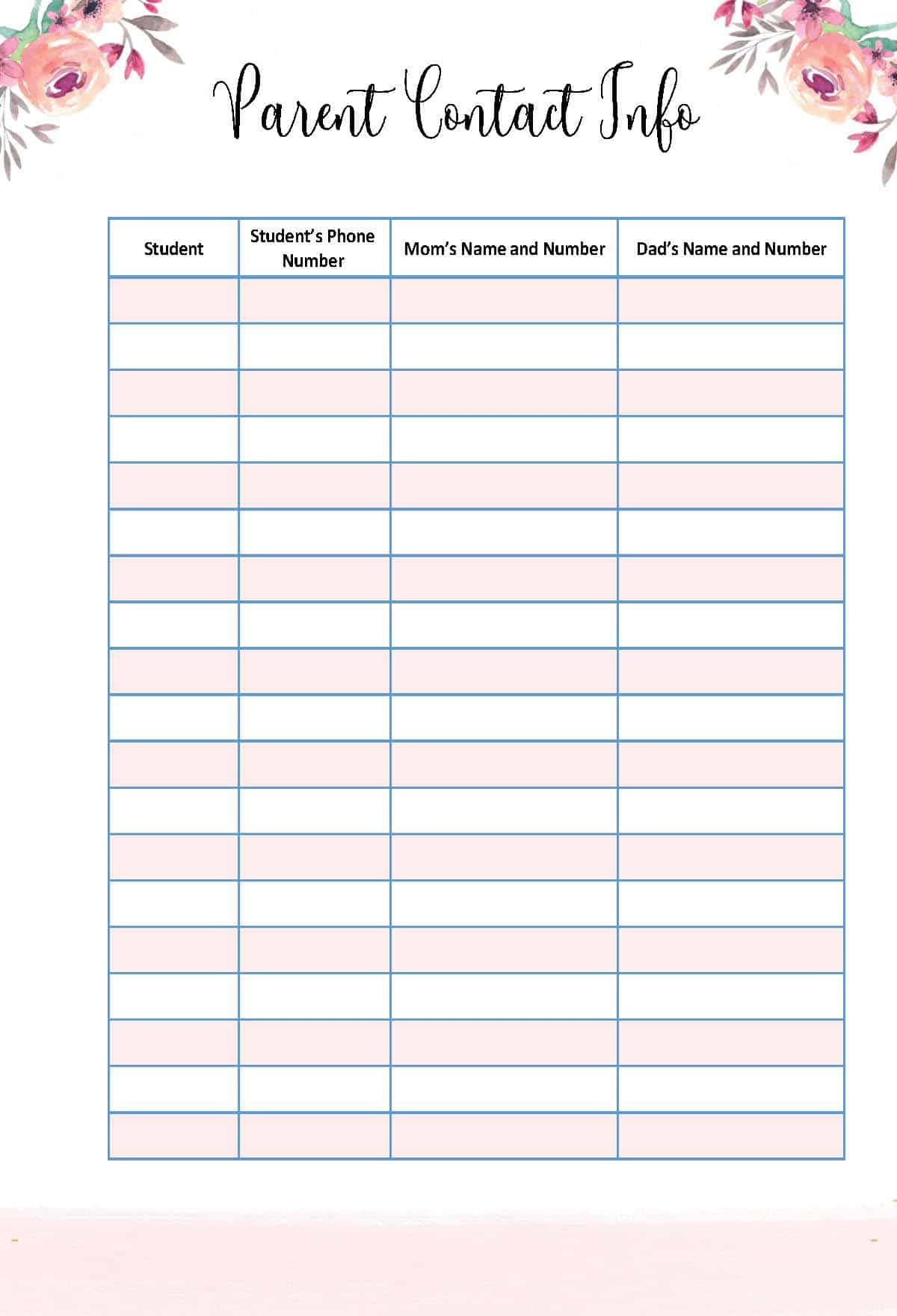 FREE Editable Contact List Template Editable PDF Word Image