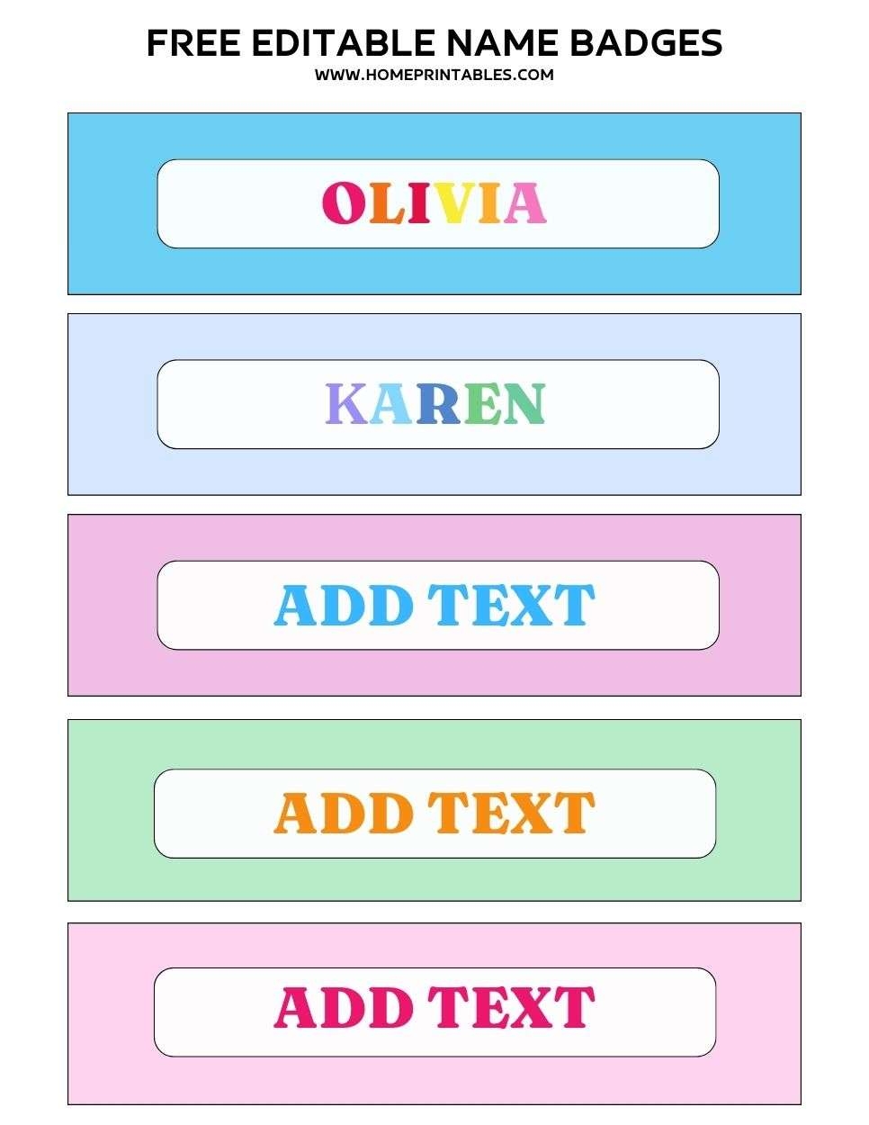 Free Customized Name Tags Printable