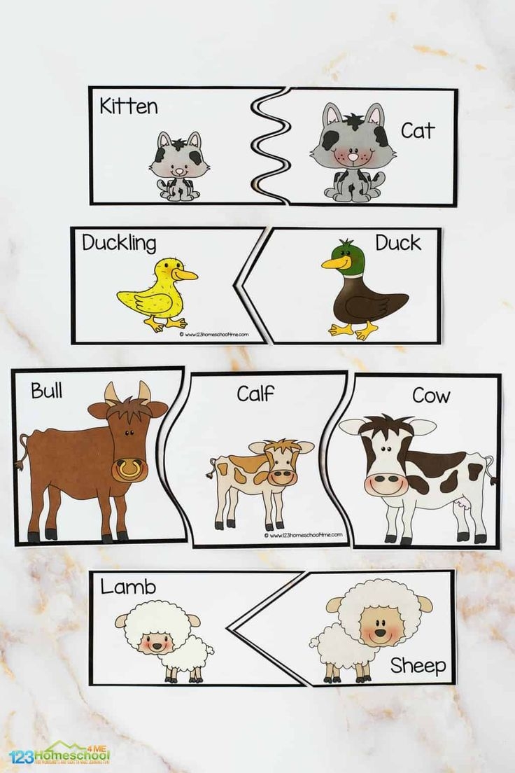 FREE Farm Animals And Their Babies Printables Puzzles Activities