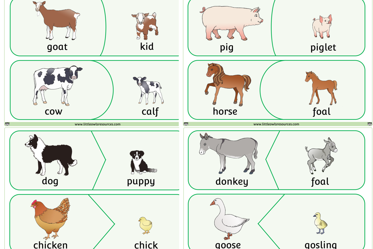 FREE Farm Animals And Their Young Animal Babies Puzzle Match Game Early Years EYFS Printable Little Owls Resources Free And Premium Early Years Printables