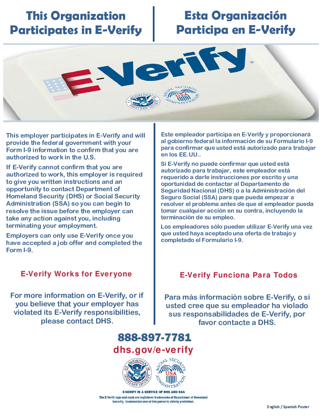 Free Federal E Verify Participation Poster Labor Law Poster 2025