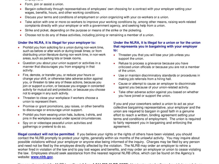 Free Federal NLRA Employee Rights Labor Law Poster 2025