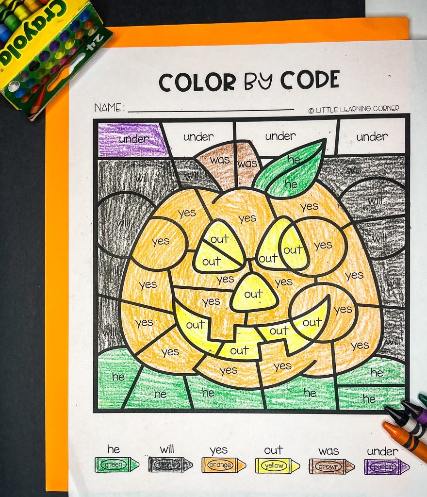 Free Halloween Sight Words Coloring Pages Little Learning Corner