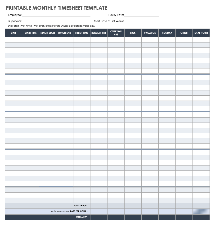 Free Printable Employee Time Sheets