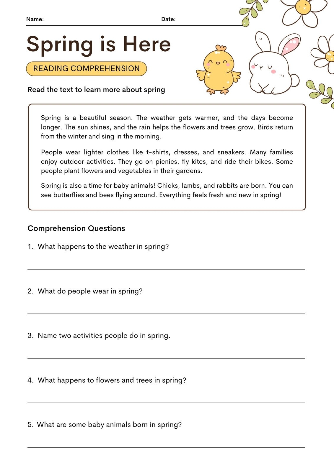 Free Printable Reading Comprehension Worksheets For 3Rd Grade