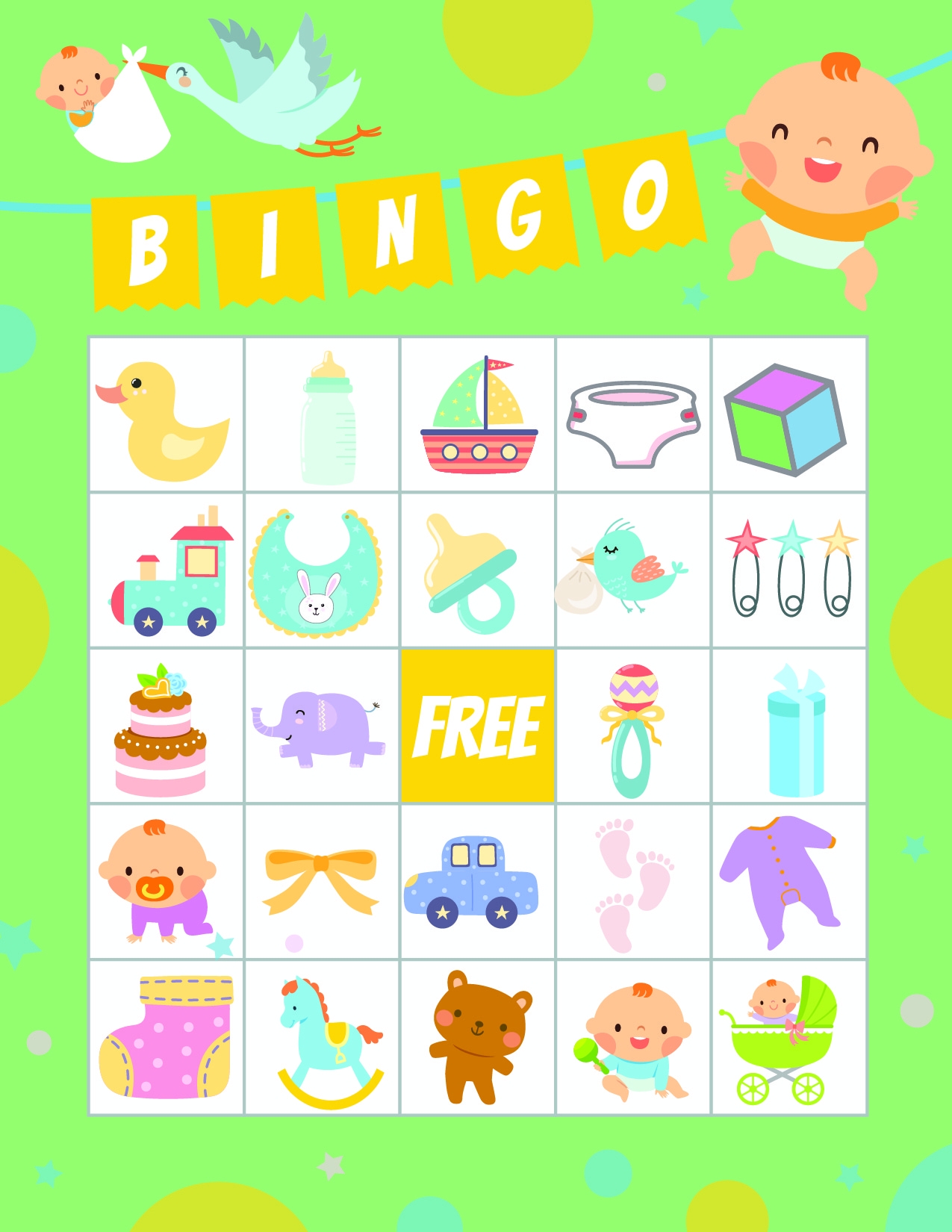 Free Printable Baby Shower Bingo 40 Cards Play Party Plan