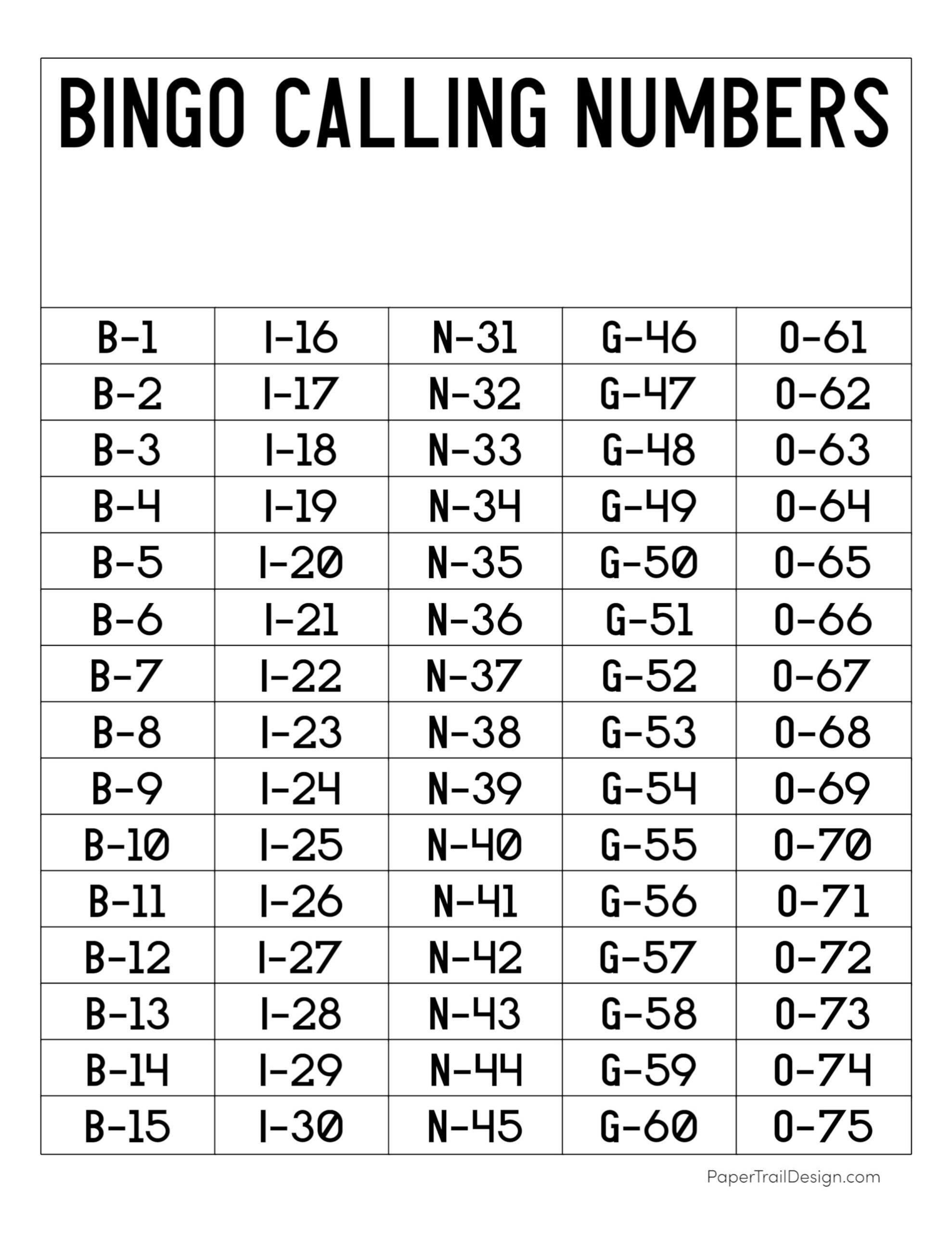 Free Printable Bingo Cards Paper Trail Design Worksheets Library