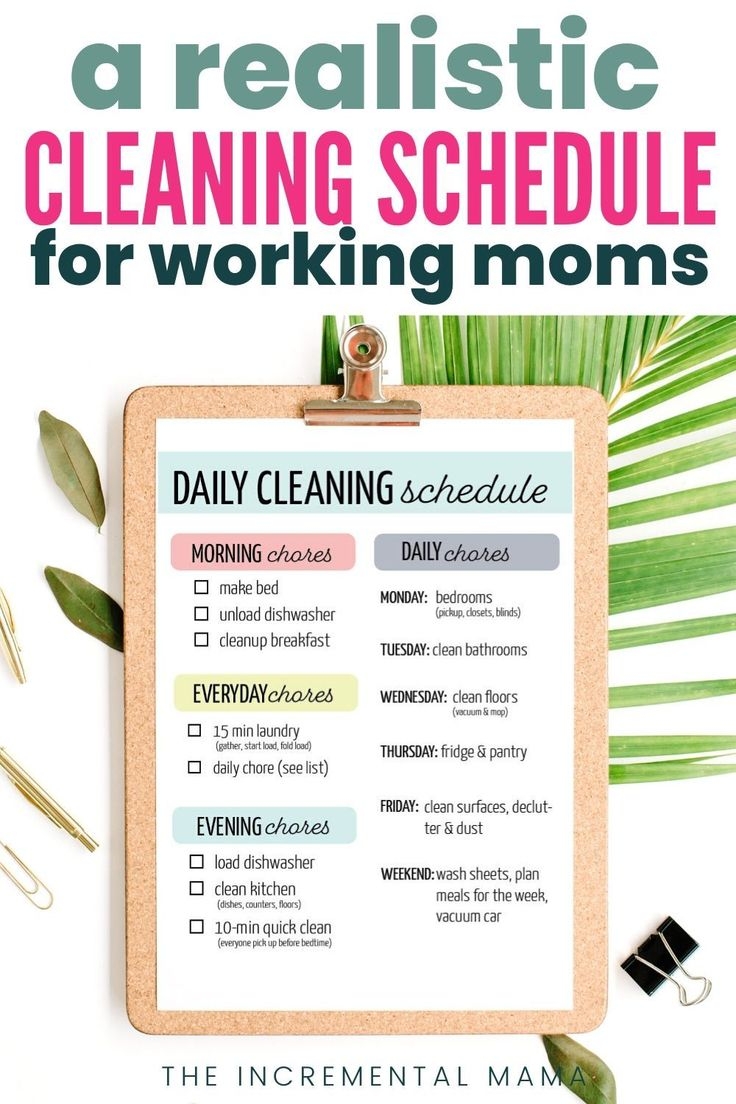 Free Printable Cleaning Schedule For Working Moms