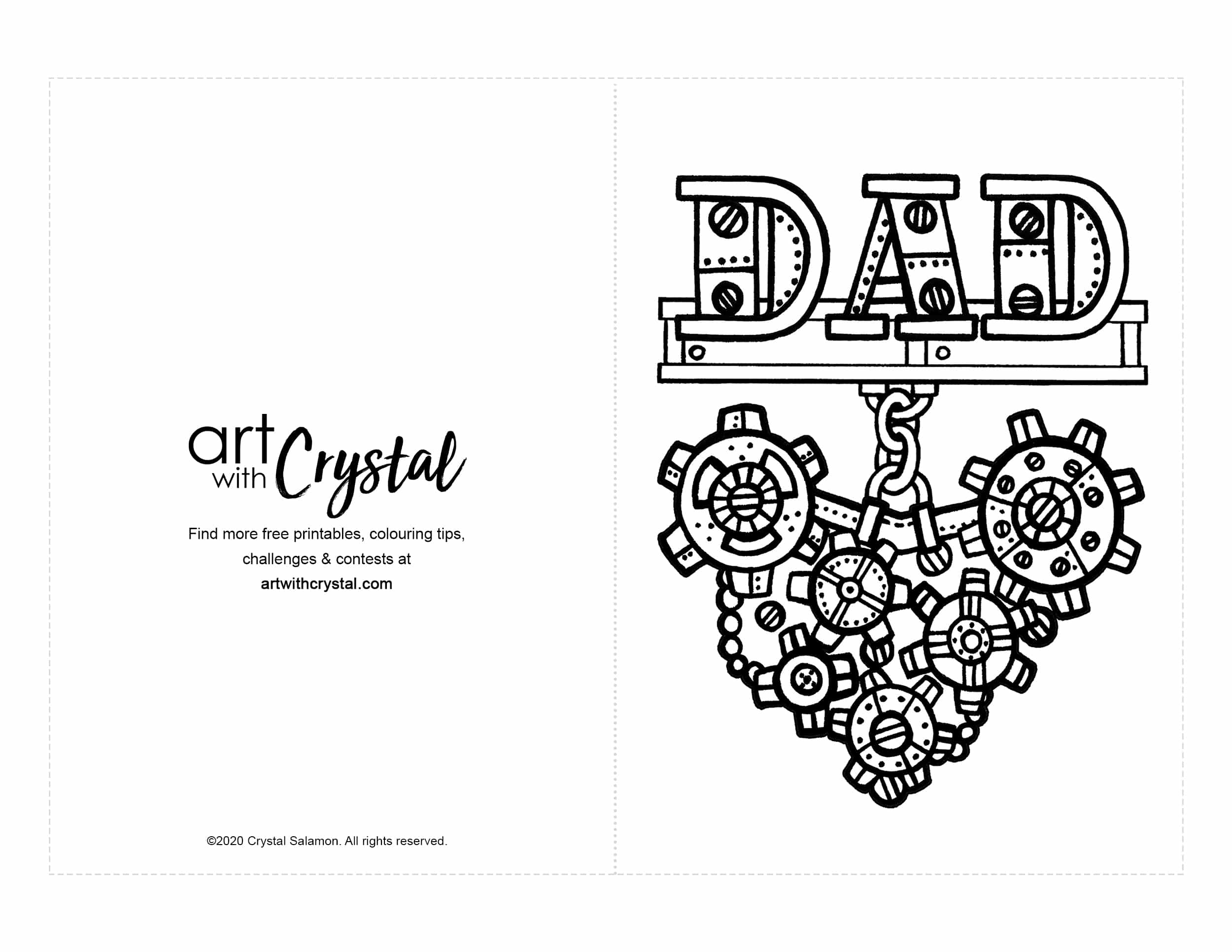 Free Printable Colouring Card For Dad s Birthday Father s Day Or Any Day 