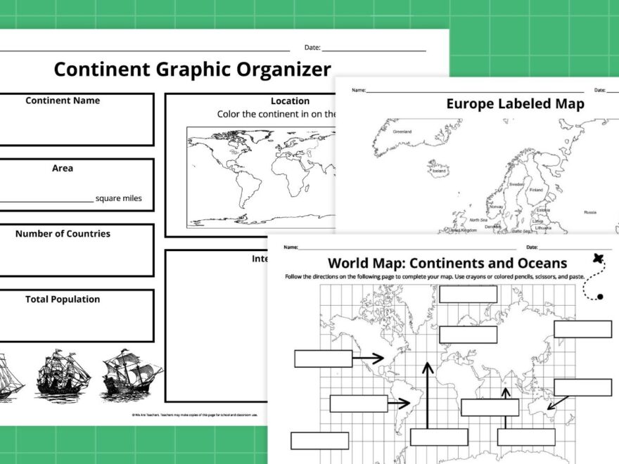 Free Printable Continents And Oceans Map Bundle