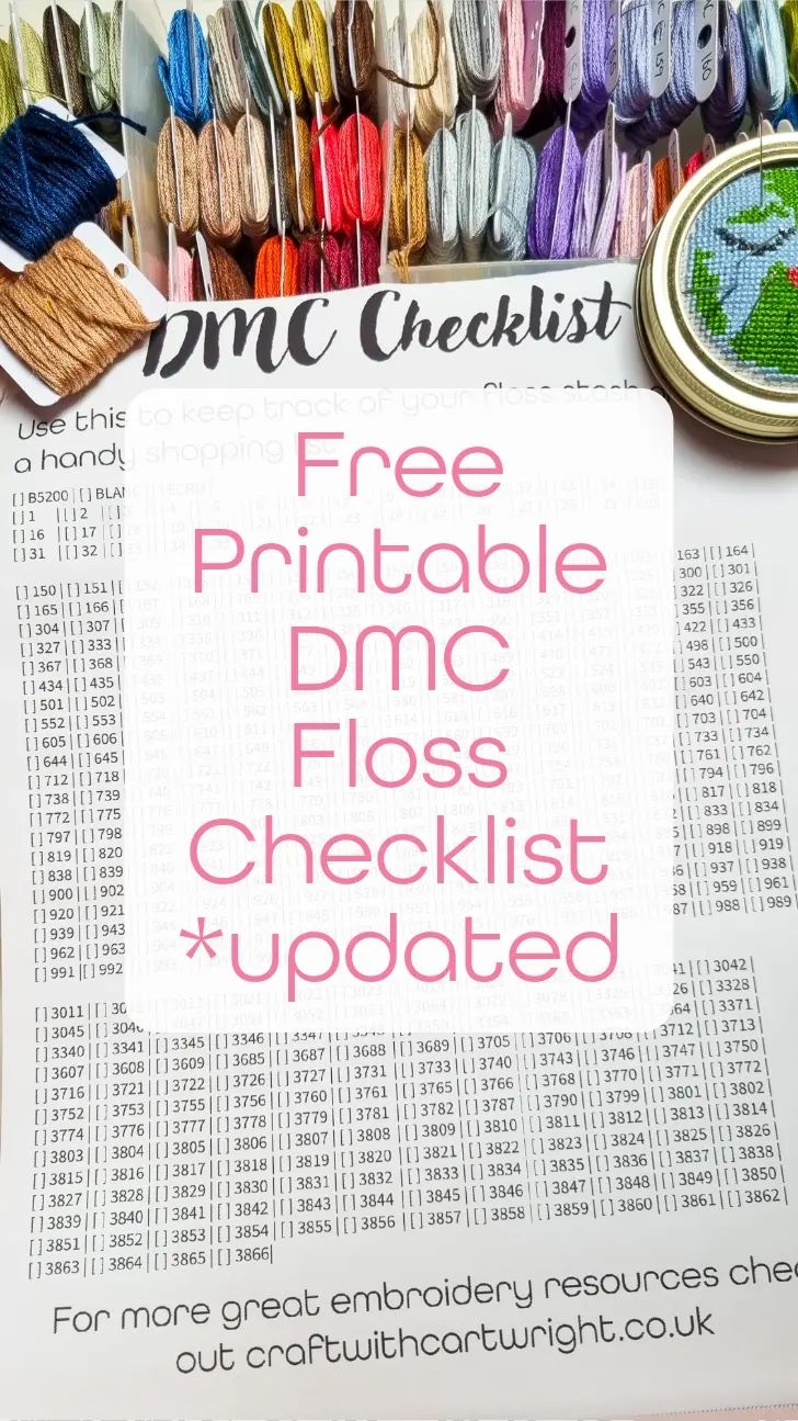 Free Printable DMC Floss Checklist Organise Your Thread Stash updated