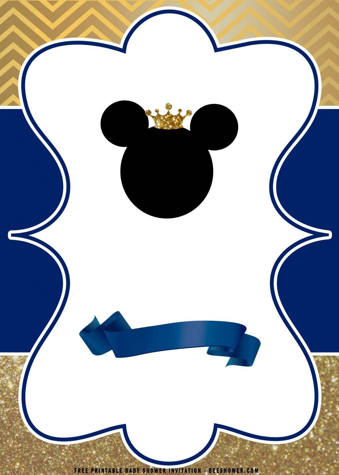 FREE Printable Gold Mickey Mouse Baby Shower Invitation Templates