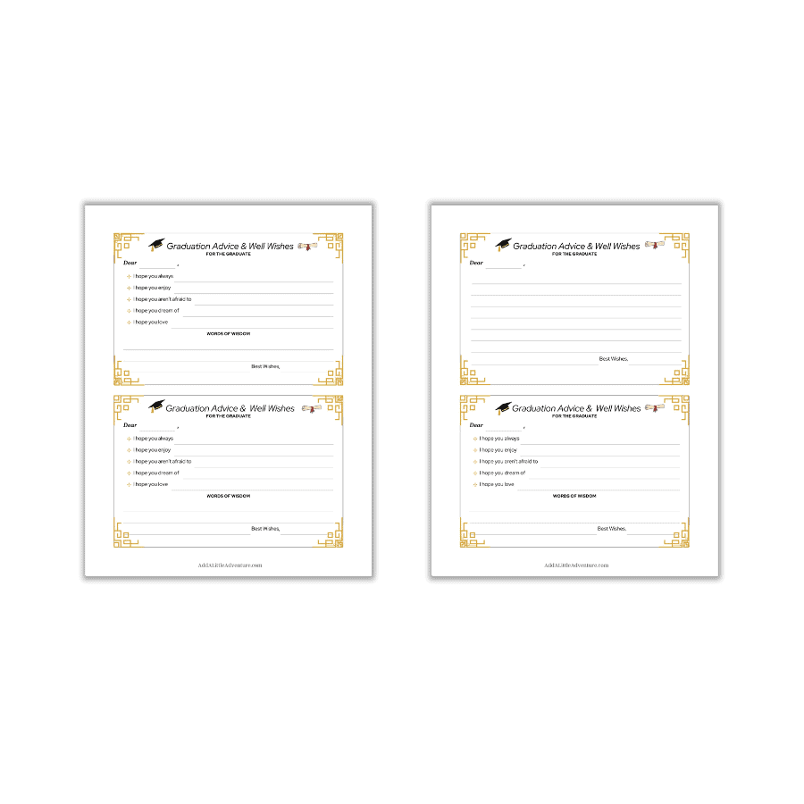 Free Printable Graduation Advice Cards For Graduation Parties