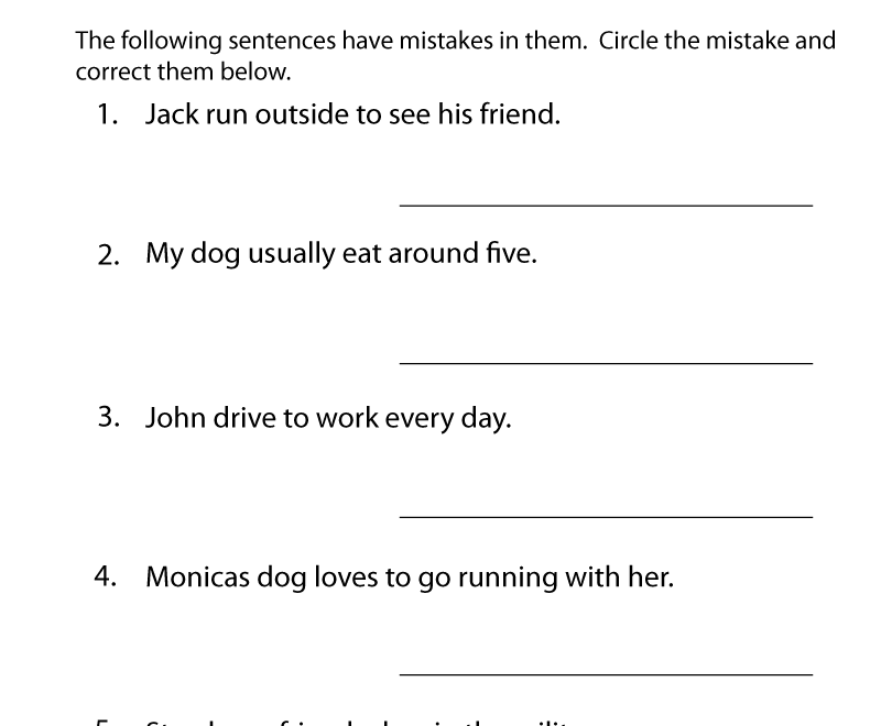 Free Printable Grammar Practice Worksheet