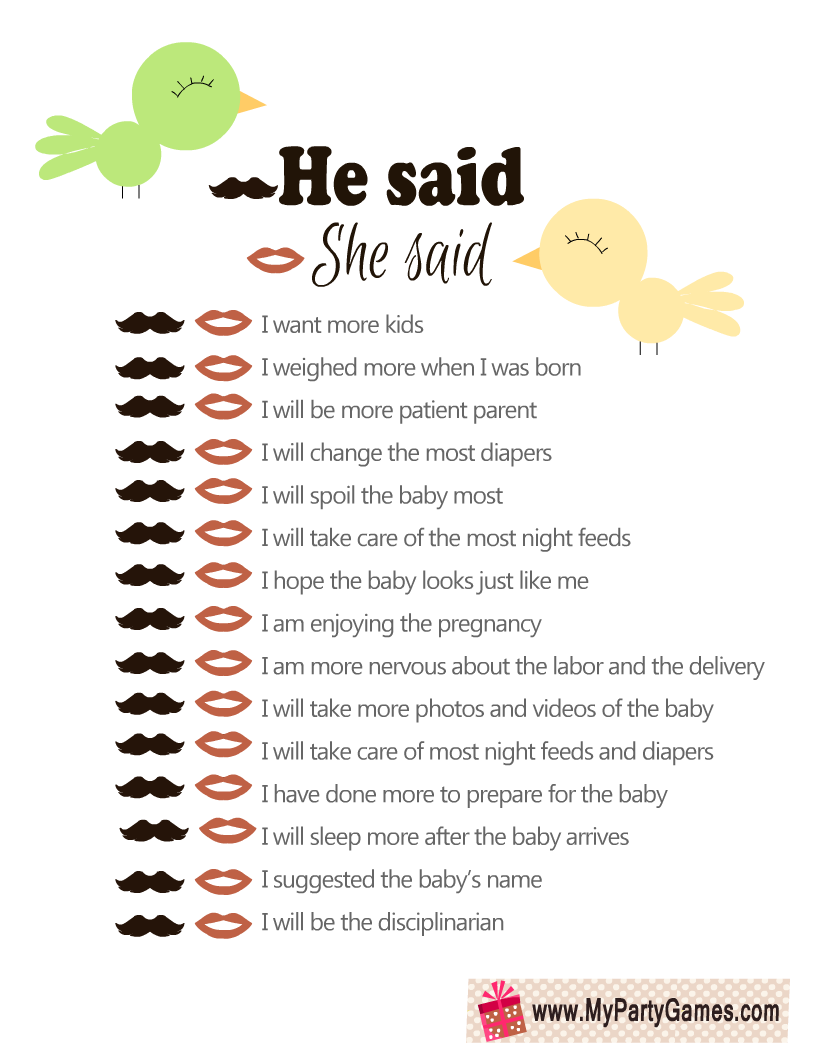 Printable Baby Shower Games Free