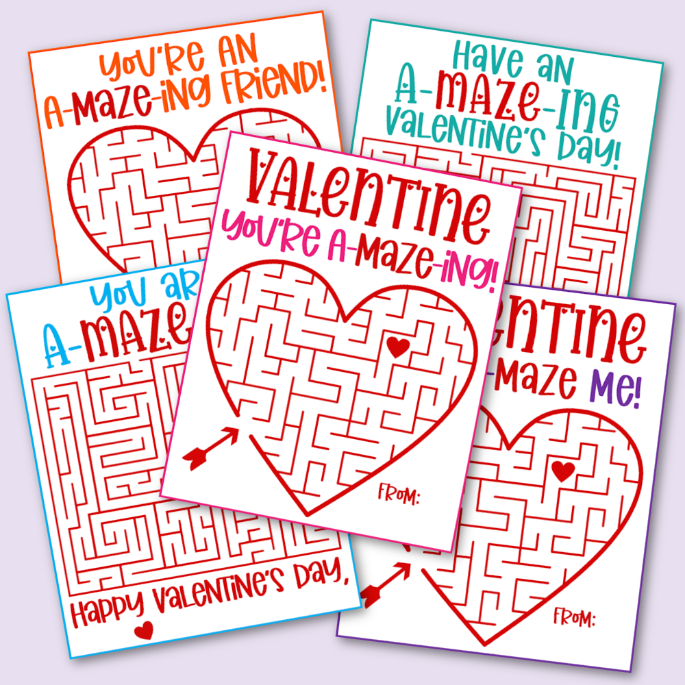 Free Printable Maze Valentine s Day Cards Kara Creates
