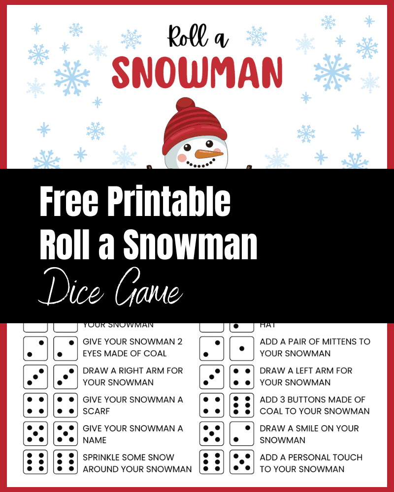 Free Printable Roll A Snowman