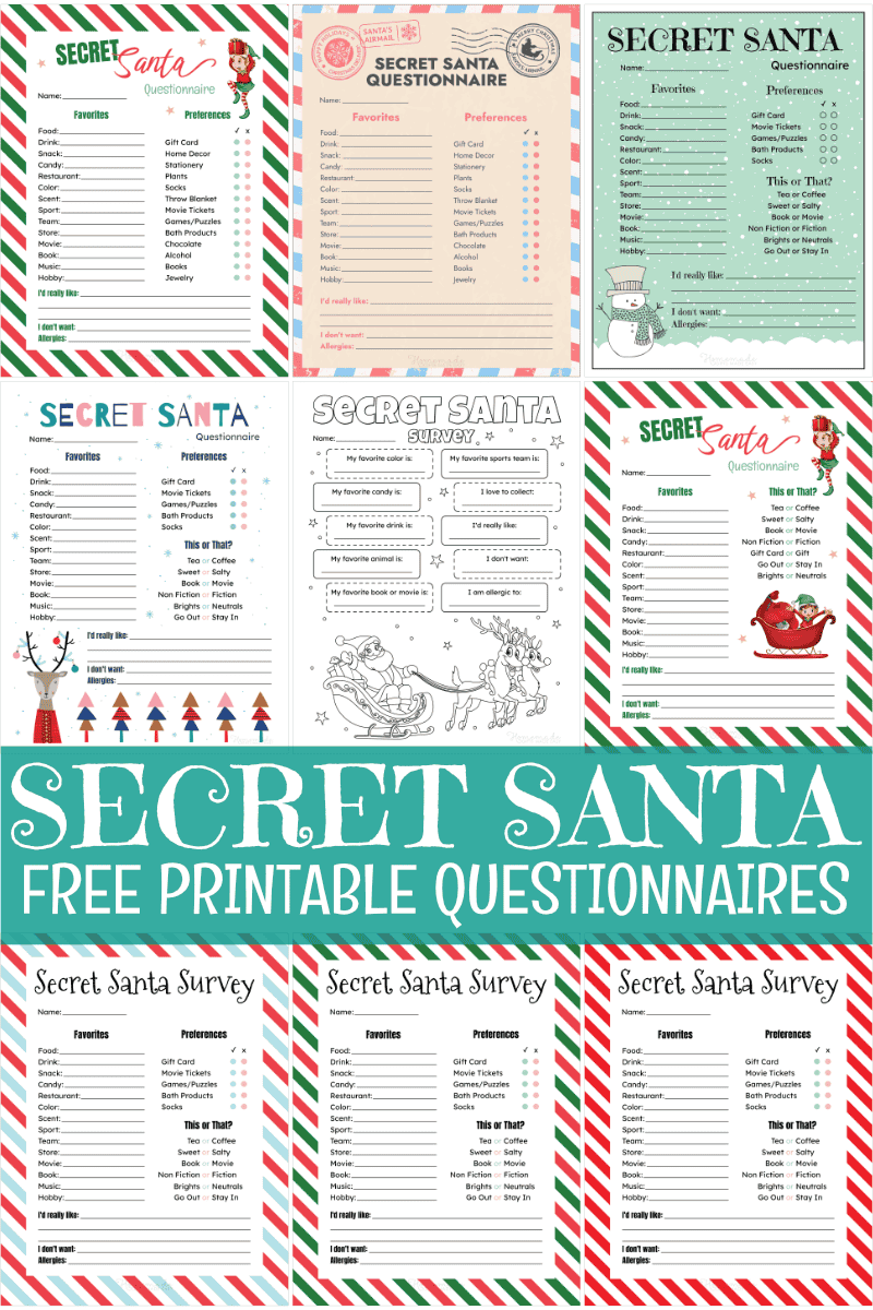 Secret Santa Template Form Printable