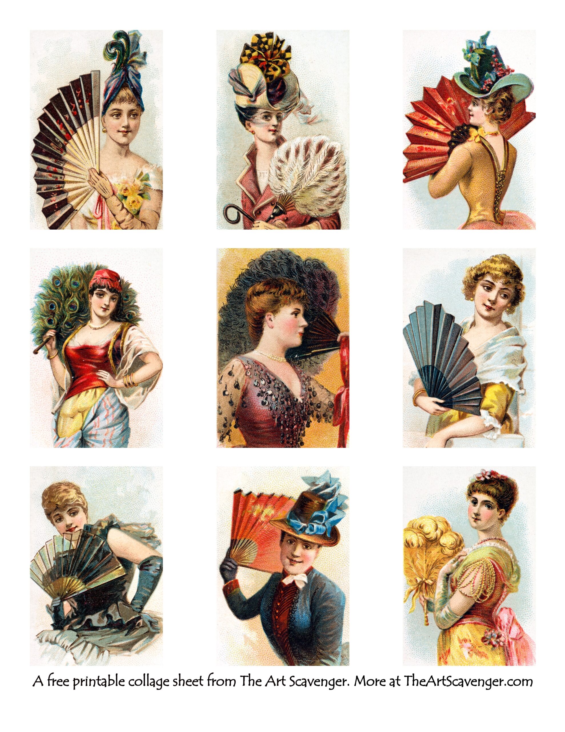 Free Printable Victorian Fan Ephemera Sheets The Art Scavenger