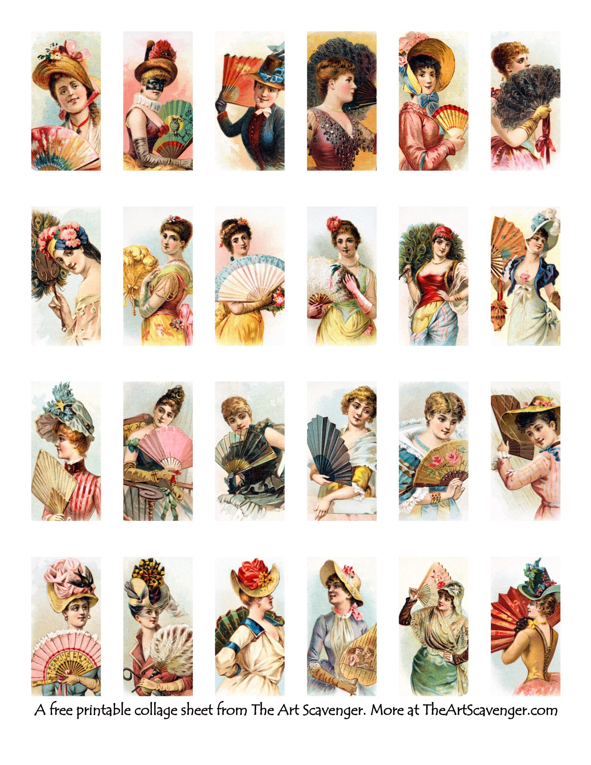 Free Printable Victorian Fan Ephemera Sheets The Art Scavenger