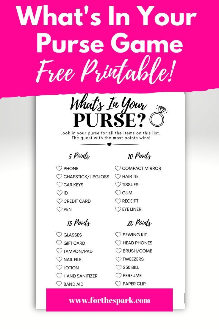 Free Printable What s In Your Purse Game