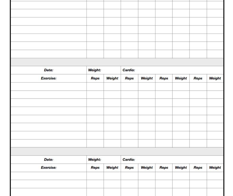 Free Printable Workout Logs 3 Designs For Your Needs