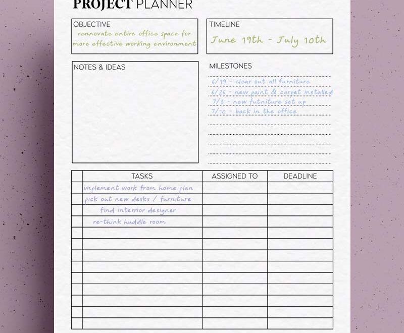 Free Project Planner Printable Overview PDF Sheets Crazy Laura