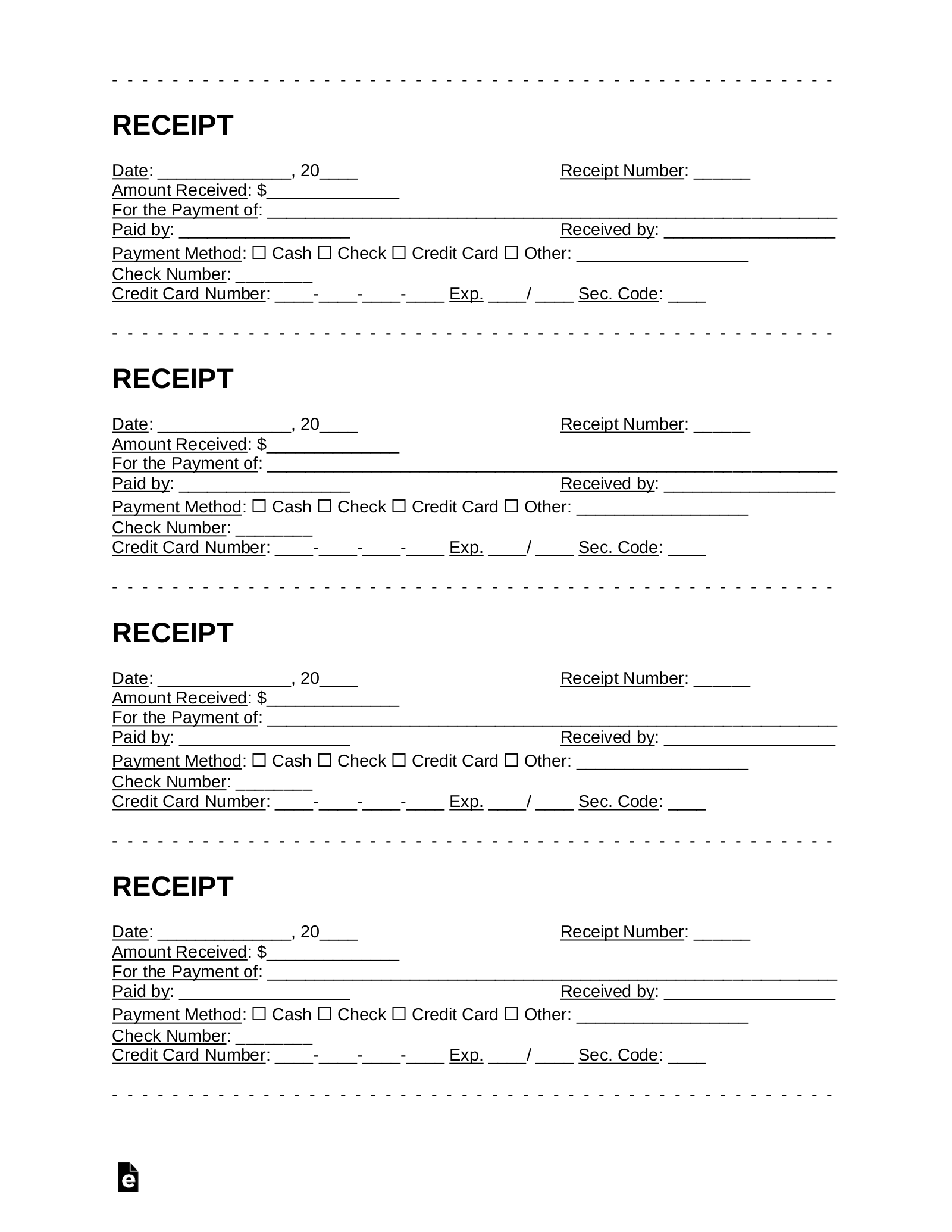 Free Printable Cash Receipt Template