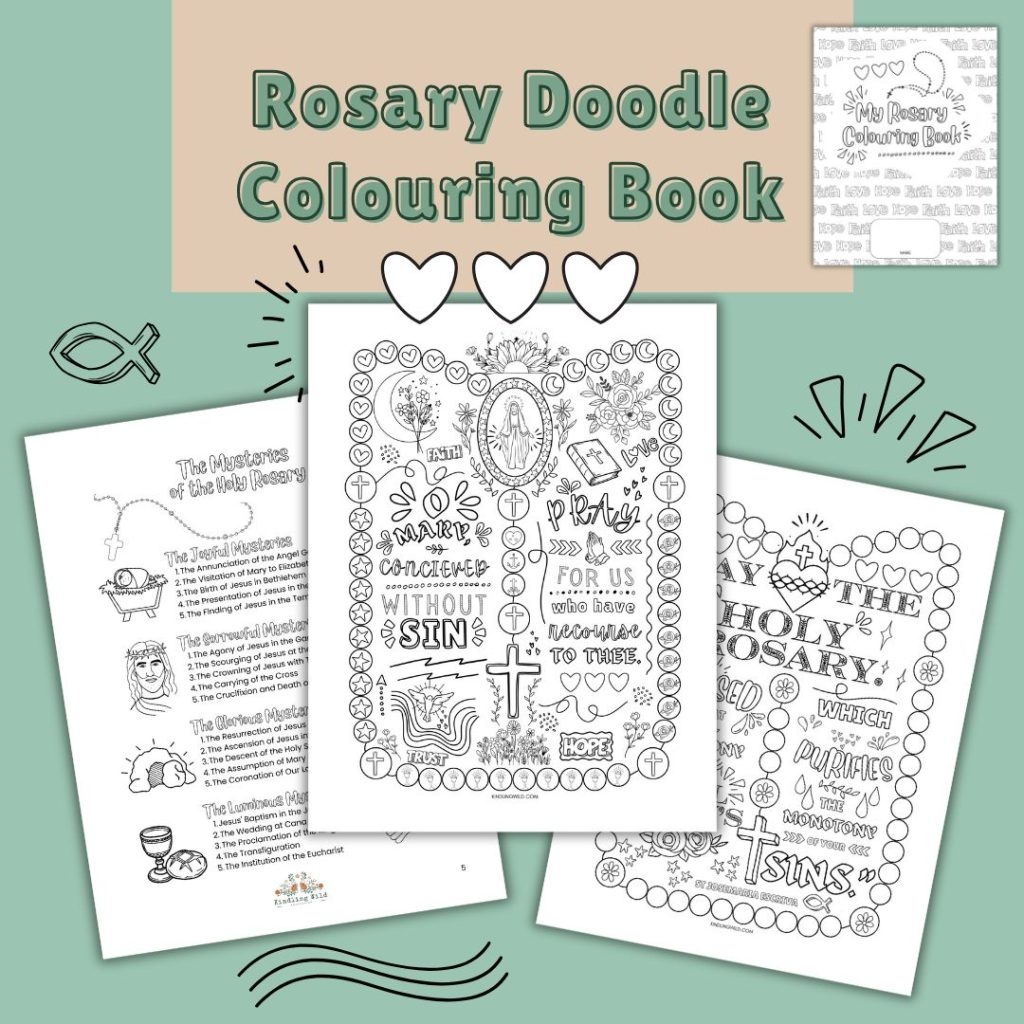 Free Rosary Colouring Pages Kindling Wild