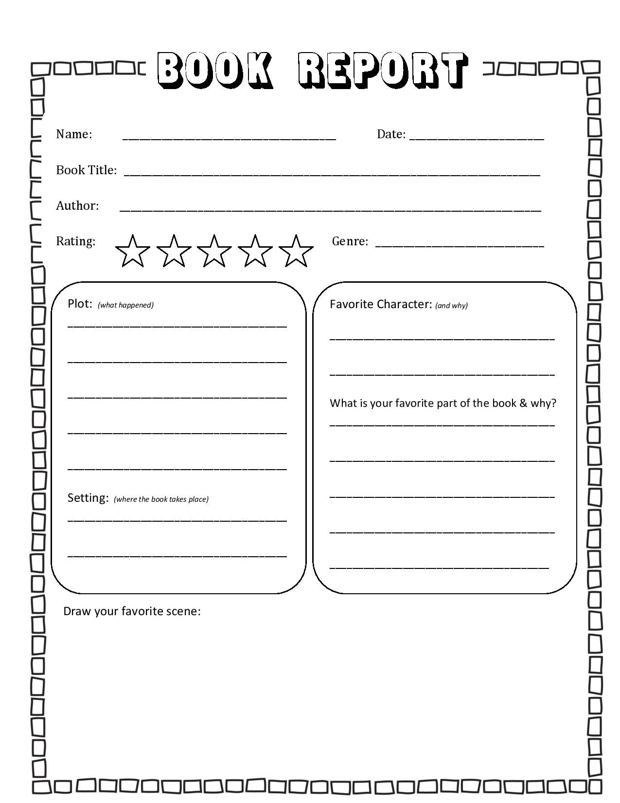 Free Printable Book Report Templates For 5Th Grade