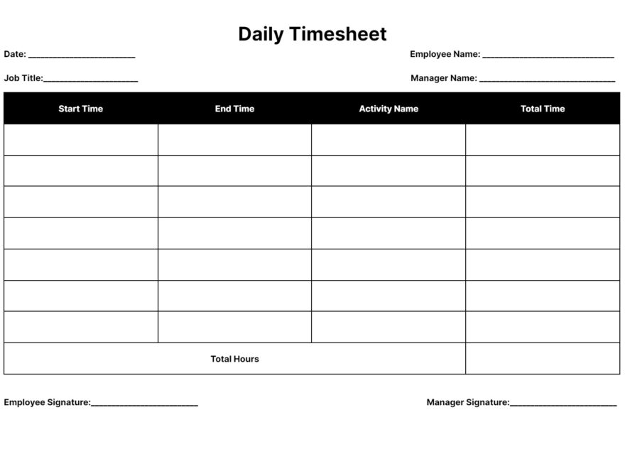 Free Timesheet Templates Download Daily Weekly And Monthly Time Sheets