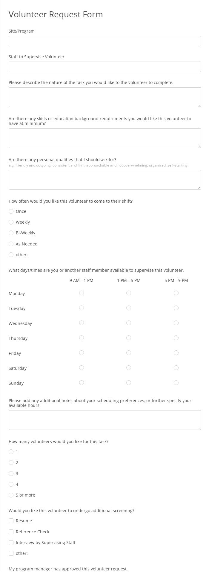 Free Volunteer Forms Form Templates 123FormBuilder