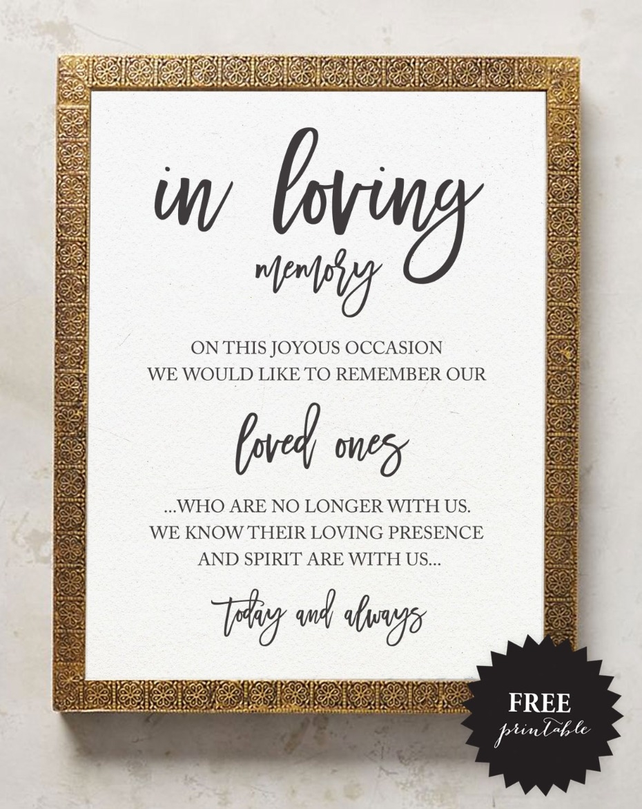 Free Wedding Memorial Signs 5 Remembrance Ideas Weddingchicks