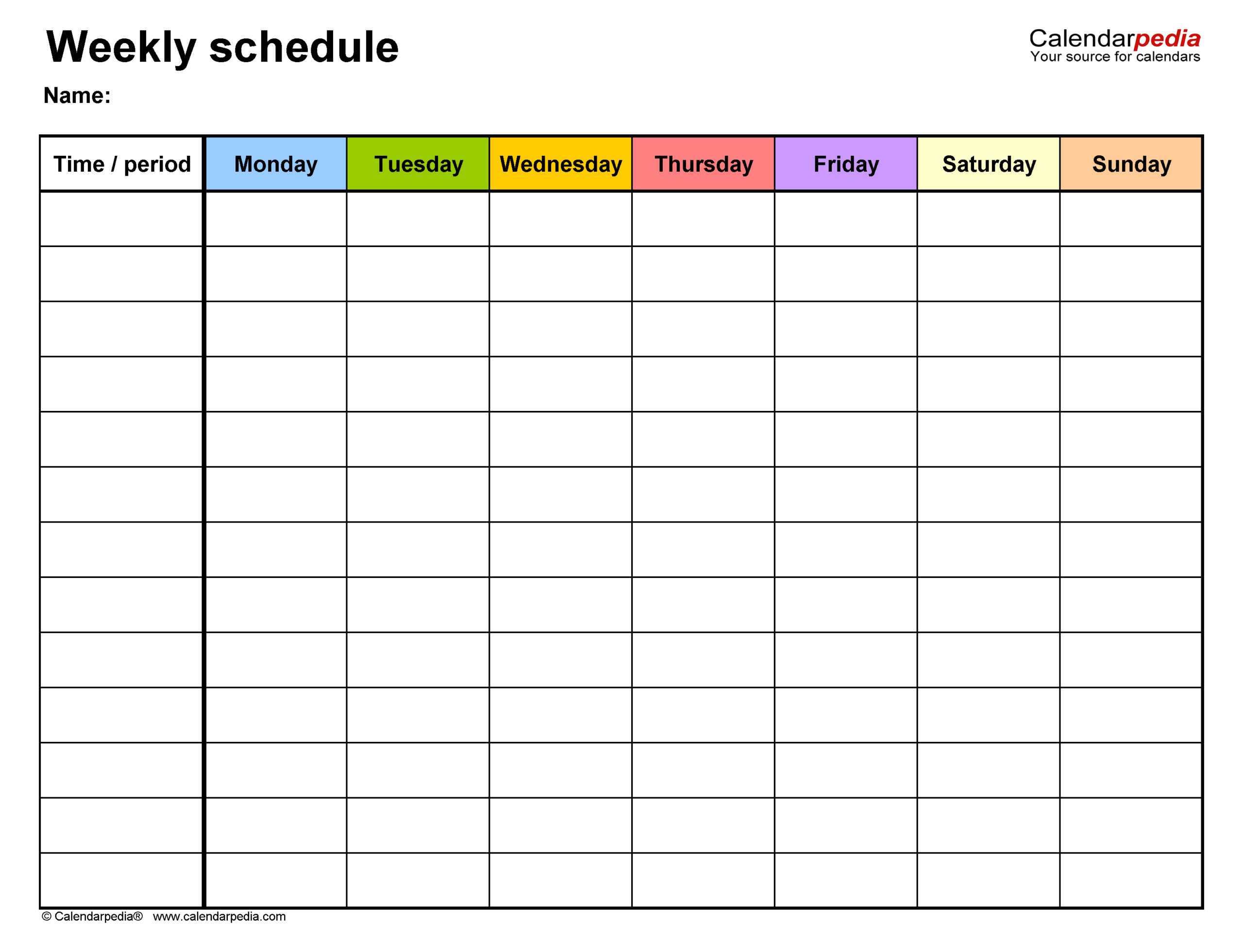 Printable Weekly Schedule With Times