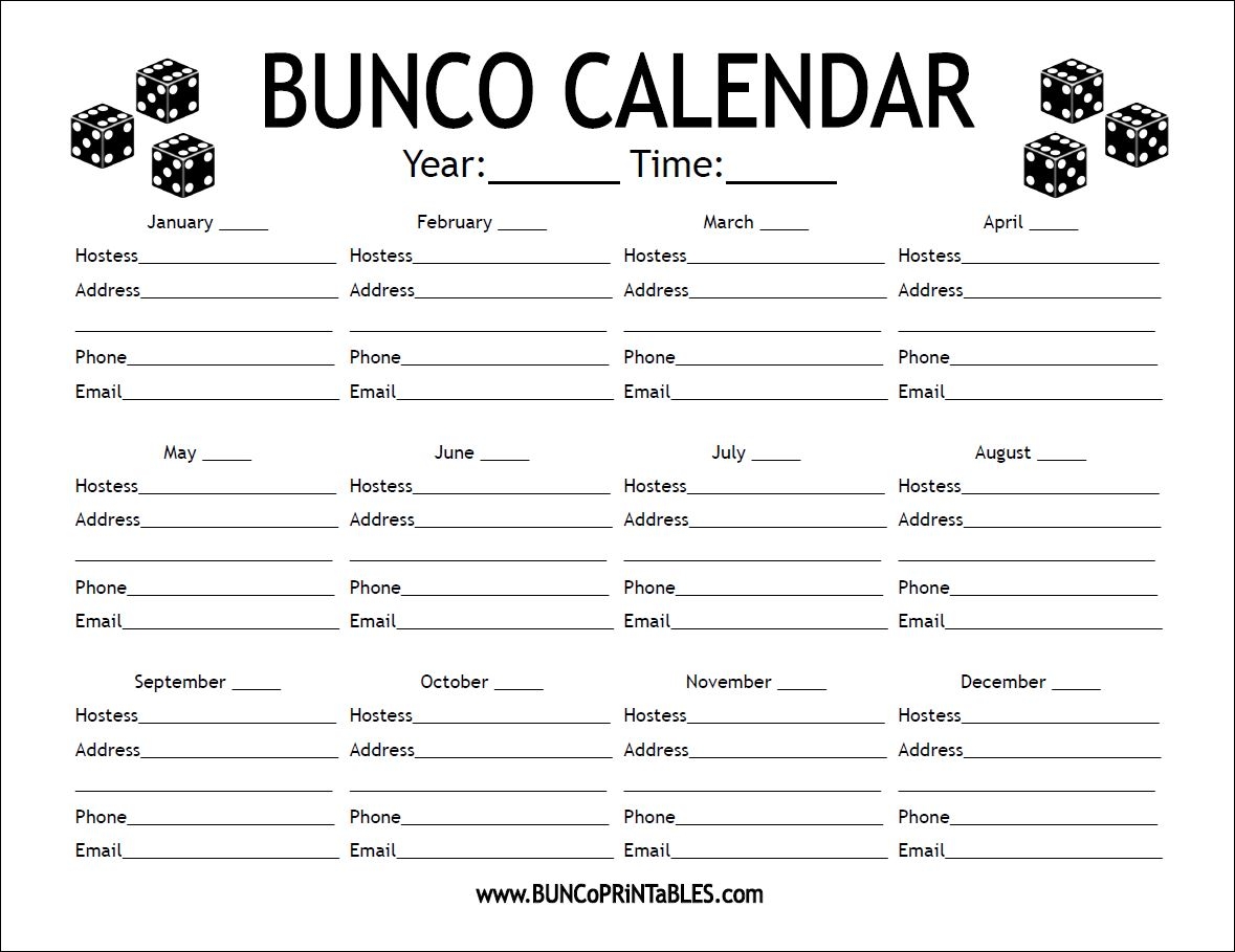 Free Printable Bunco Score Cards