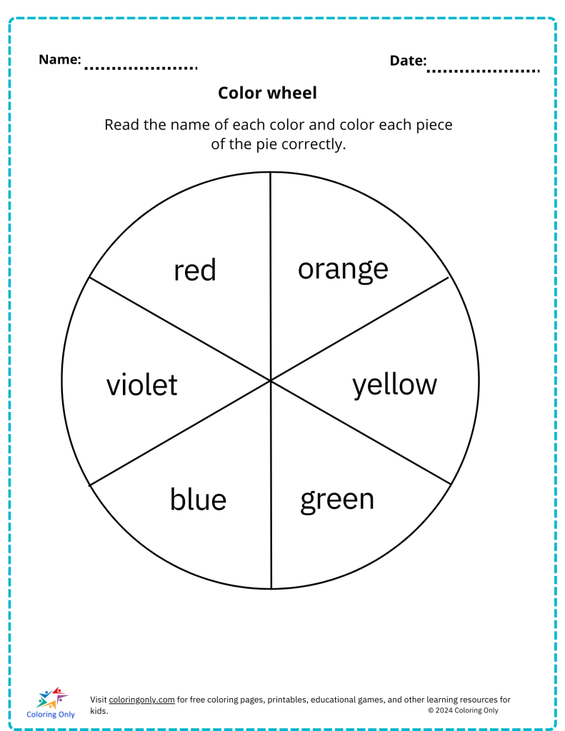 Printable Color Wheel Template Kindergarten