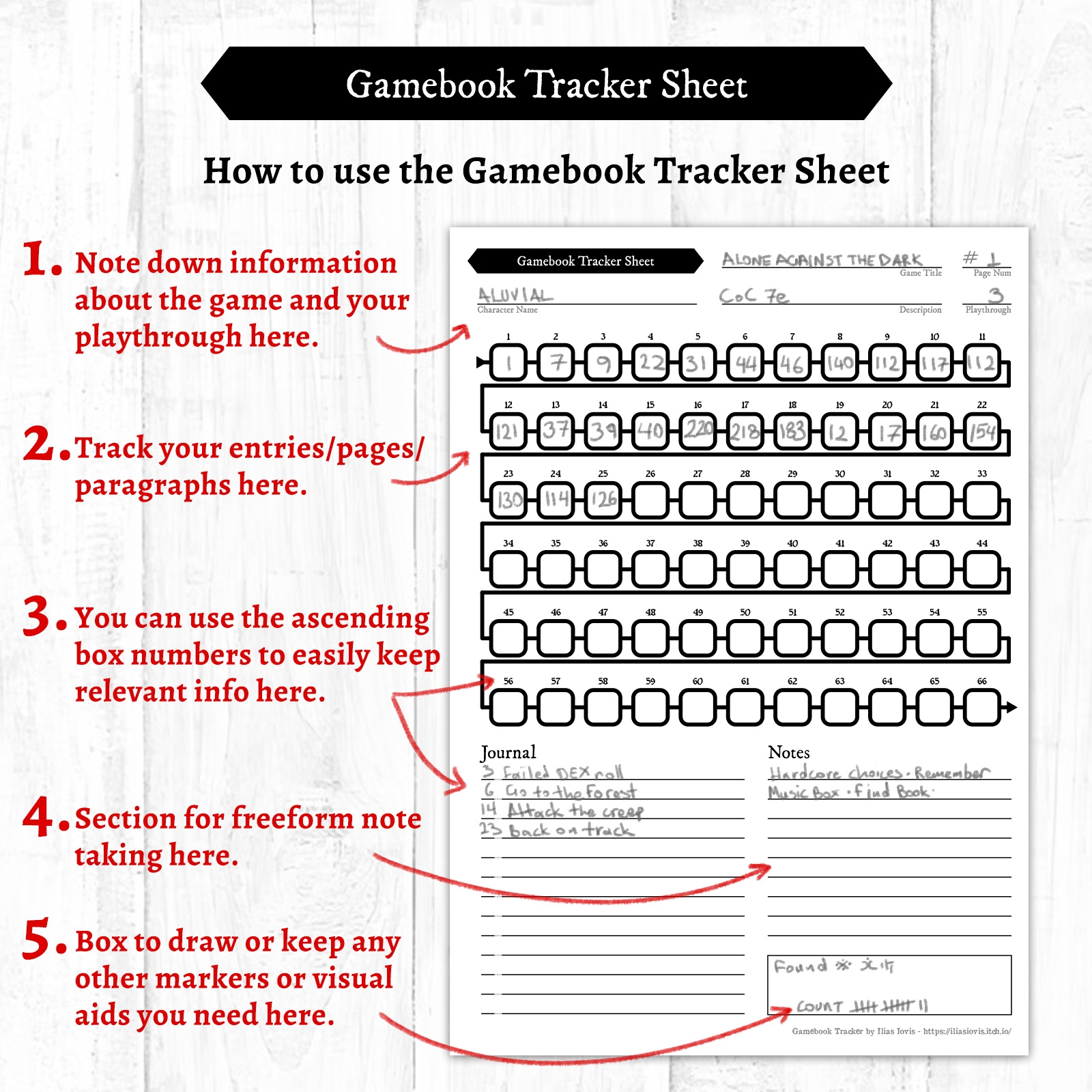 Gamebook Tracker Sheet By Ilias Iovis