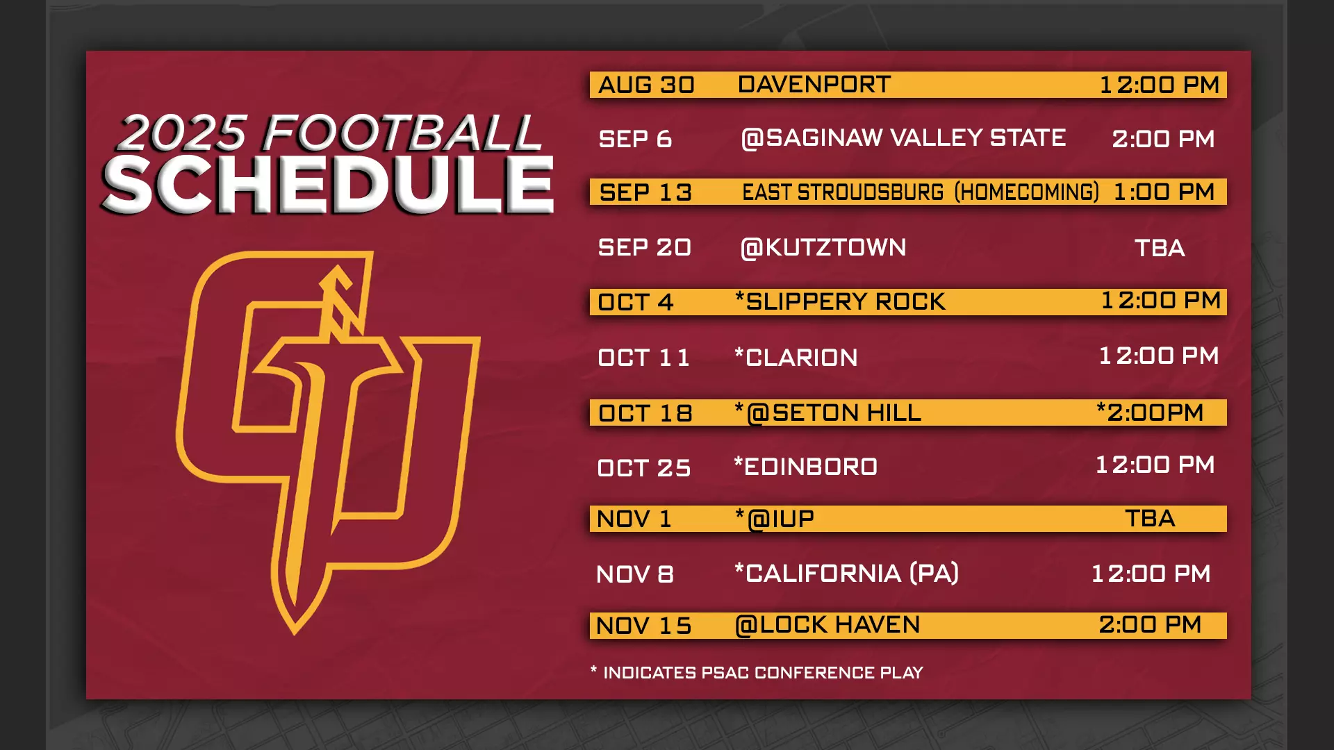 Gannon Announces 2025 Football Schedule Gannon University Athletics
