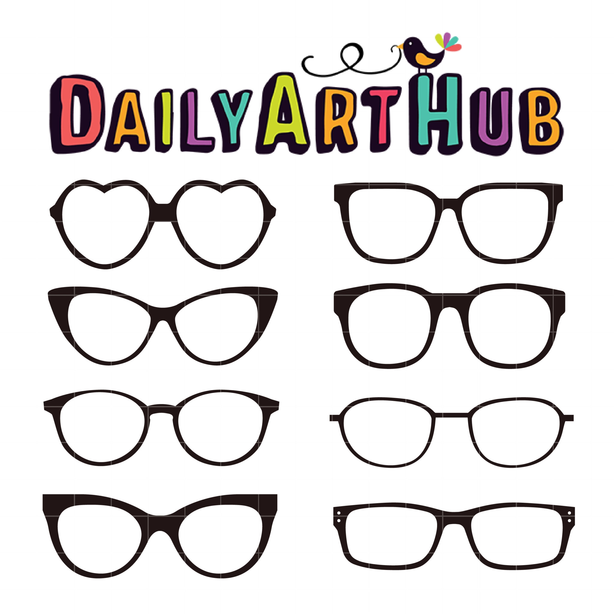 Geek Glasses Clip Art Set Daily Art Hub Graphics Alphabets SVG