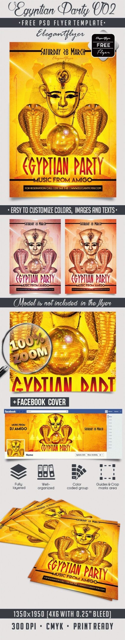 Golden Luxury Egyptian Party V02 Free Flyer Template PSD By Elegantflyer