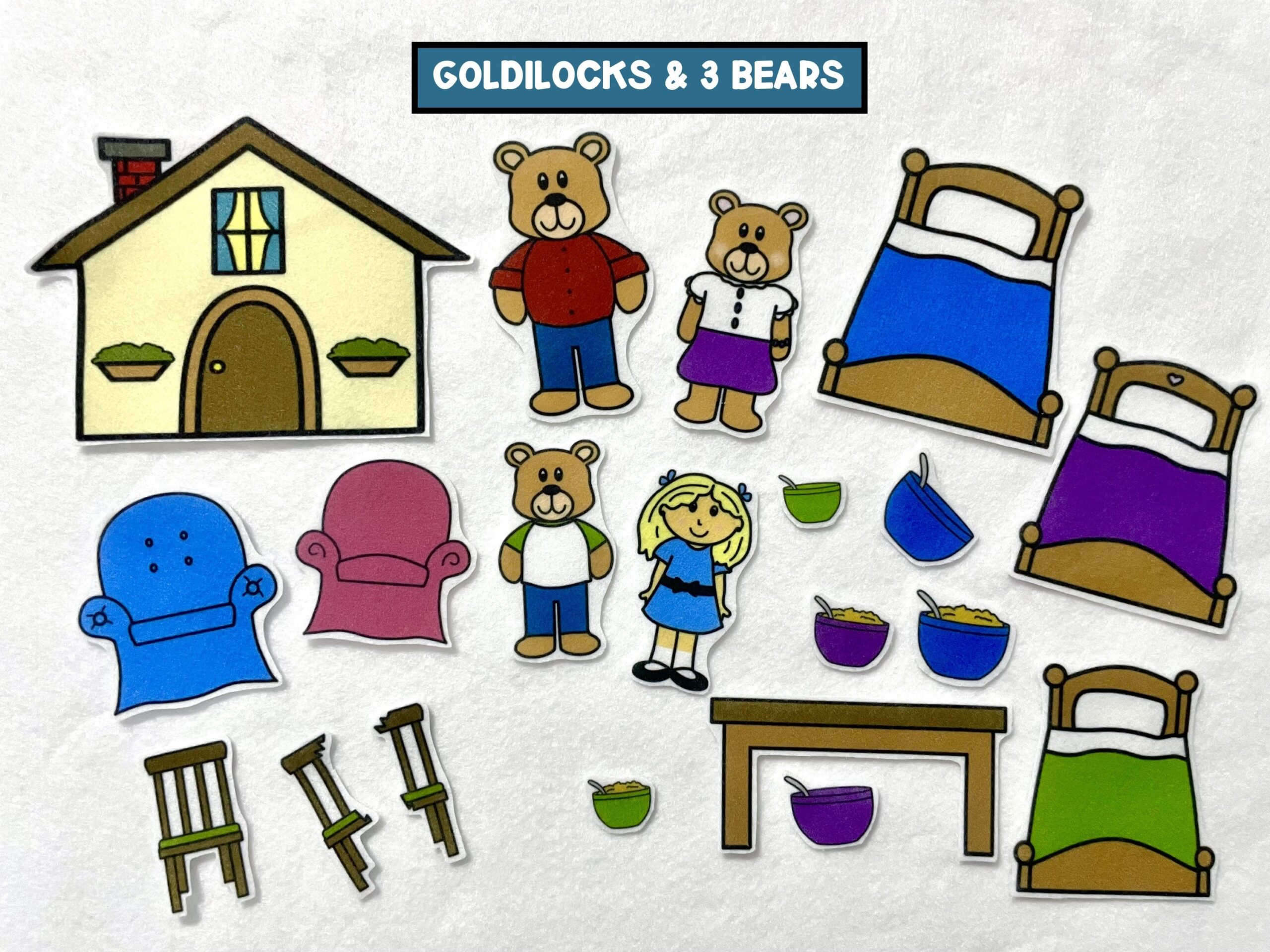 Goldilocks And The Three Bears Felt Board Stories Flannel Stories Speech Therapy Gifts For Kids Nursery Rhyme 3 Bears Etsy