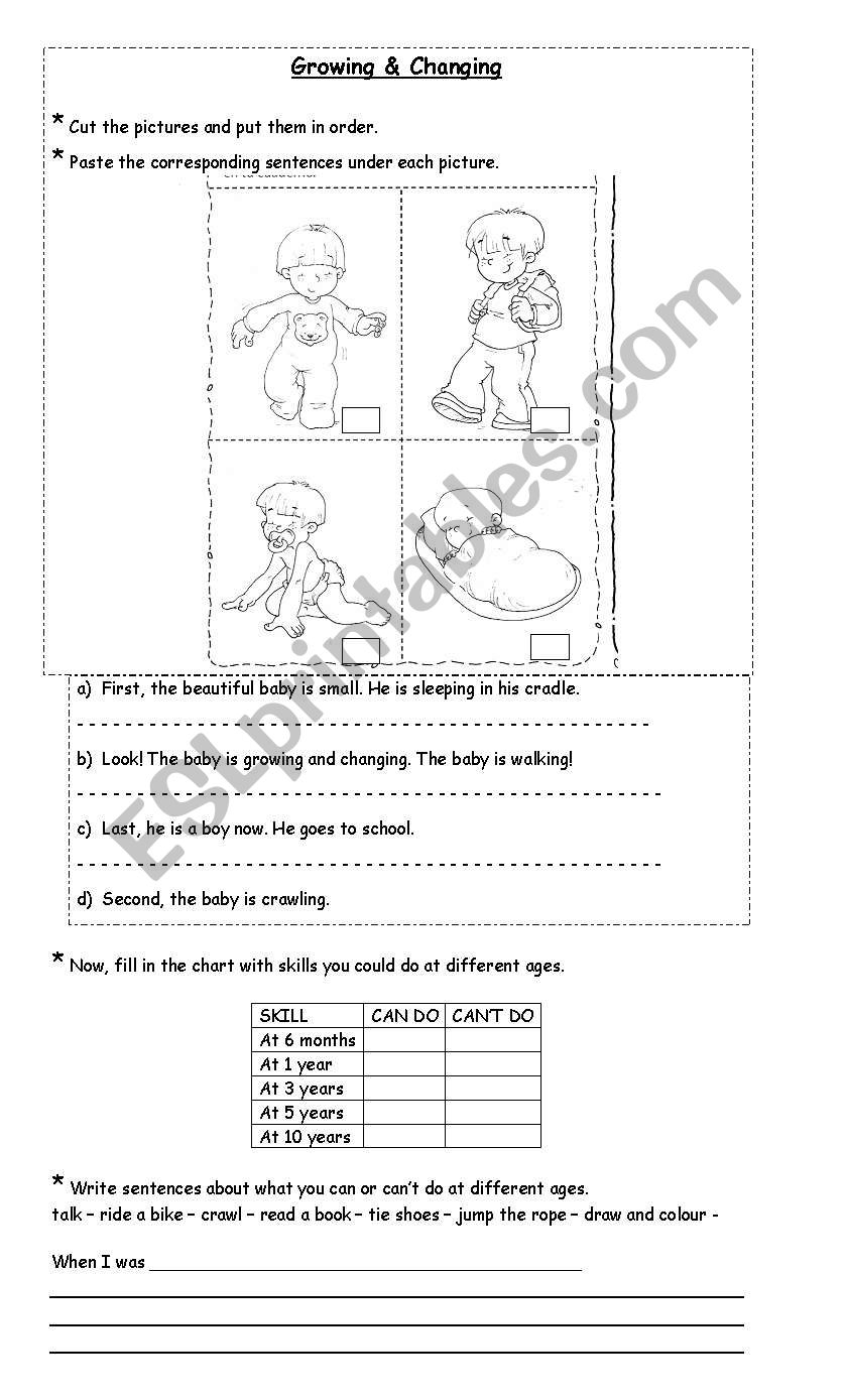 GROWING CHANGING ESL Worksheet By CariReguilleau