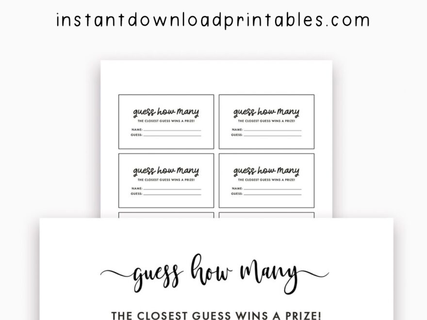 Guess How Many Cards Party Baby Shower Instant Download Printables Instant Download Printables