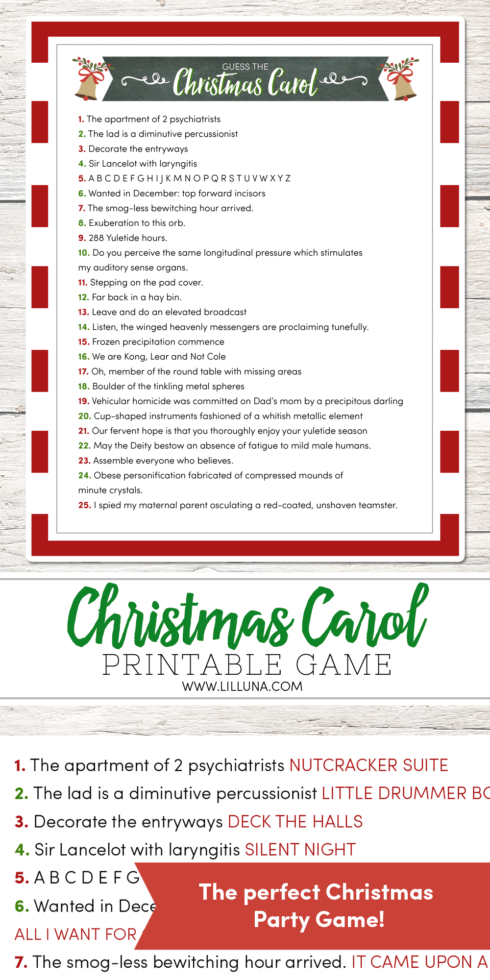 Guess The Christmas Carole Game FREE Printable Lil Luna
