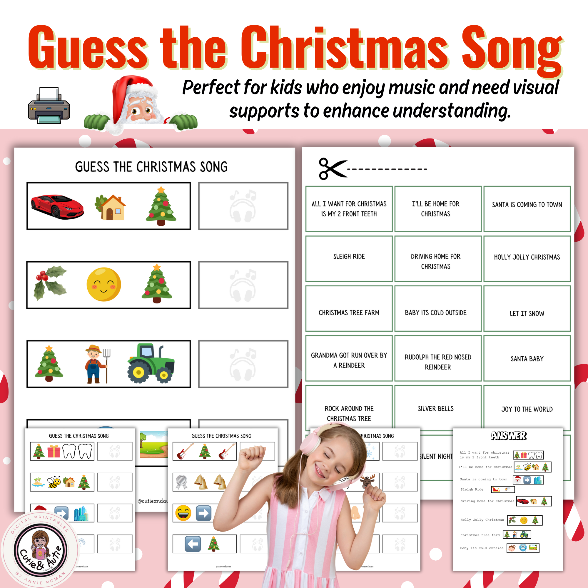 Guess The Christmas Song Matching Game Printable 20 Songs Classful