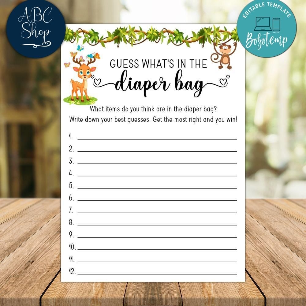 Guess What s In The Diaper Bag Baby Shower Game Instant Download Bobotemp