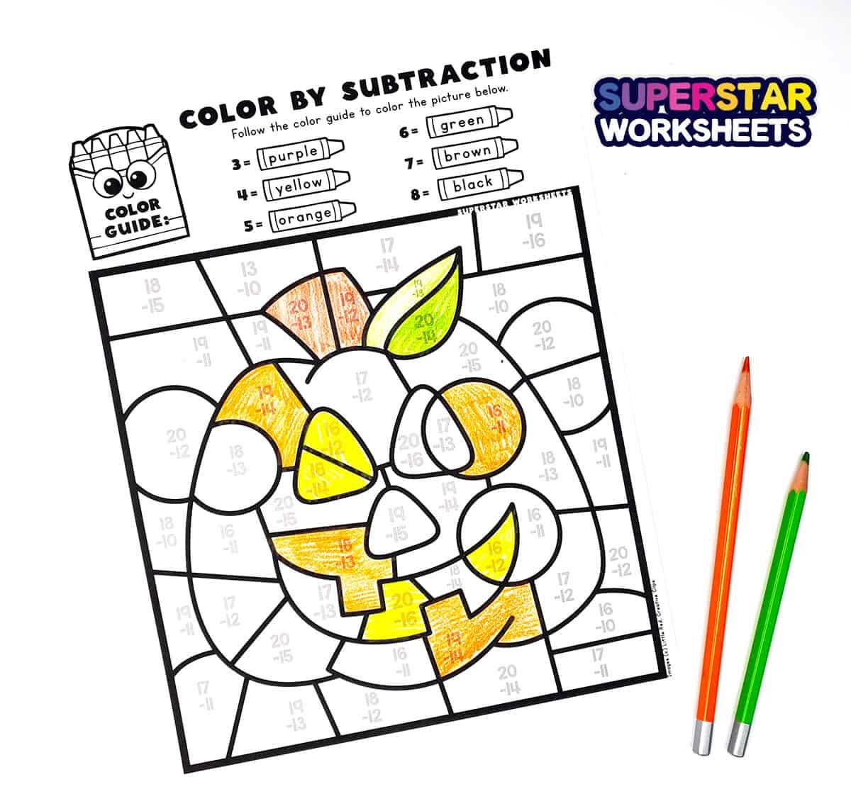 Halloween Color By Number Superstar Worksheets