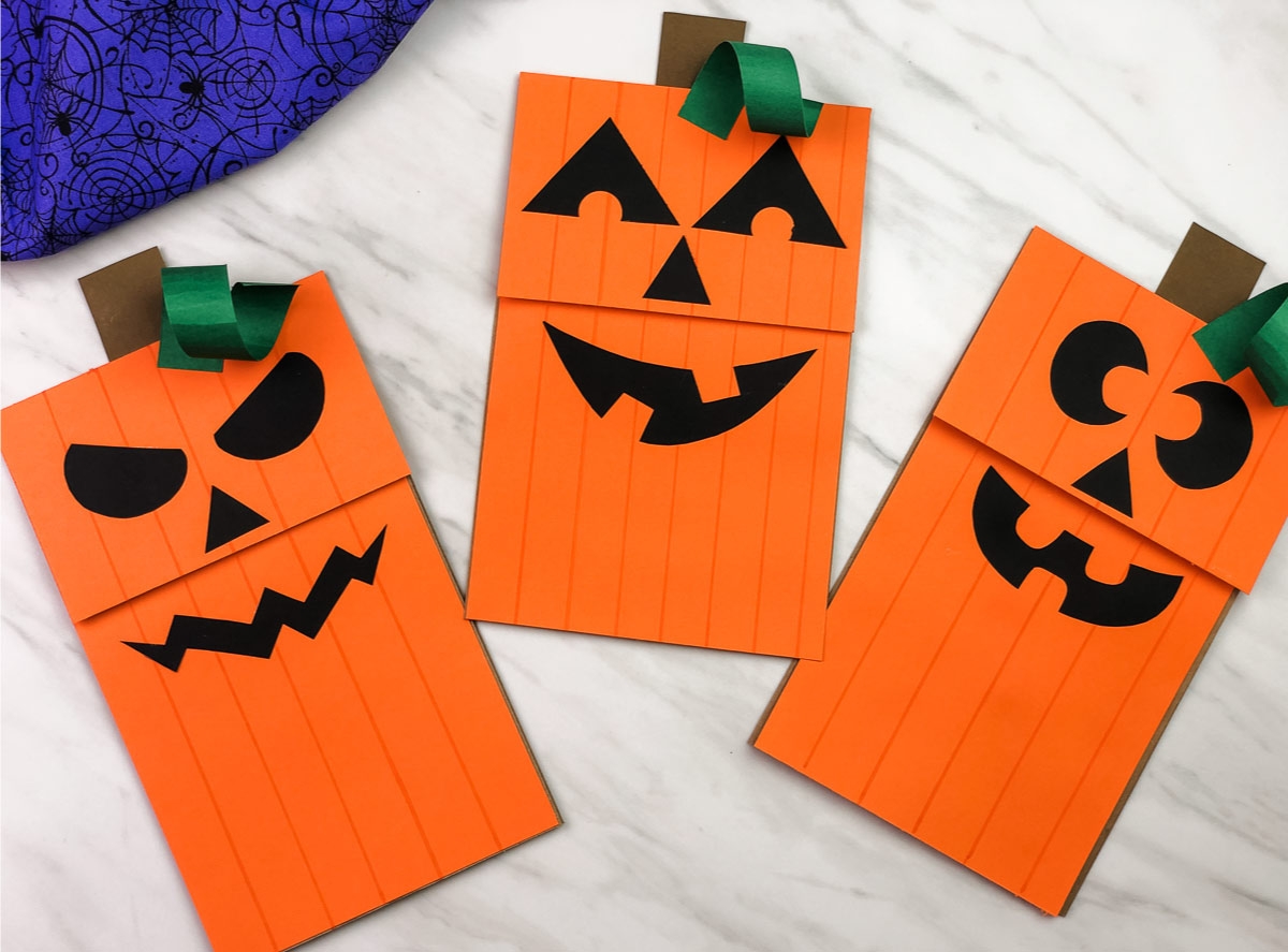 Halloween Paper Bag Puppets For Kids Free Printable PDF Template 