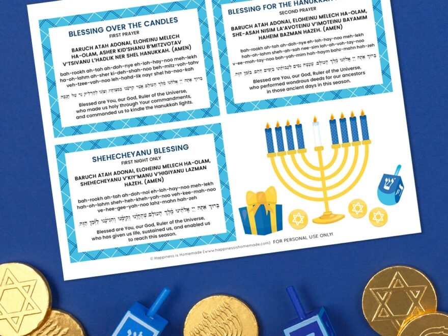 Hanukkah Blessings Printable Hanukkah Prayer Cards Happiness Is Homemade